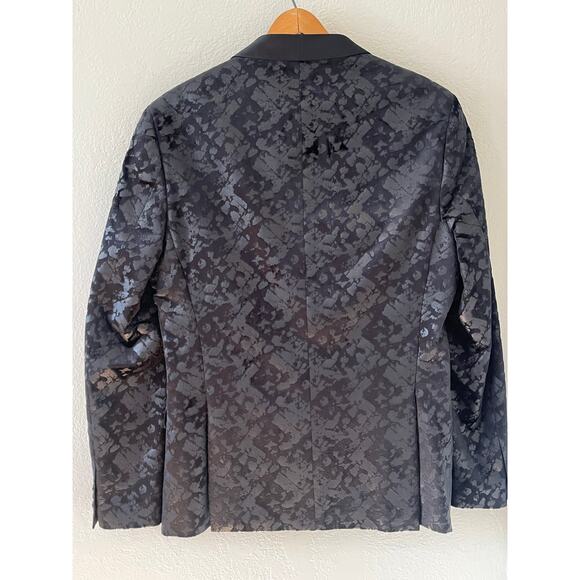 Men's Suslo Couture Black Silver Prom Homecoming Suit Jacket Blazer Size L/42 - Picture 2 of 5